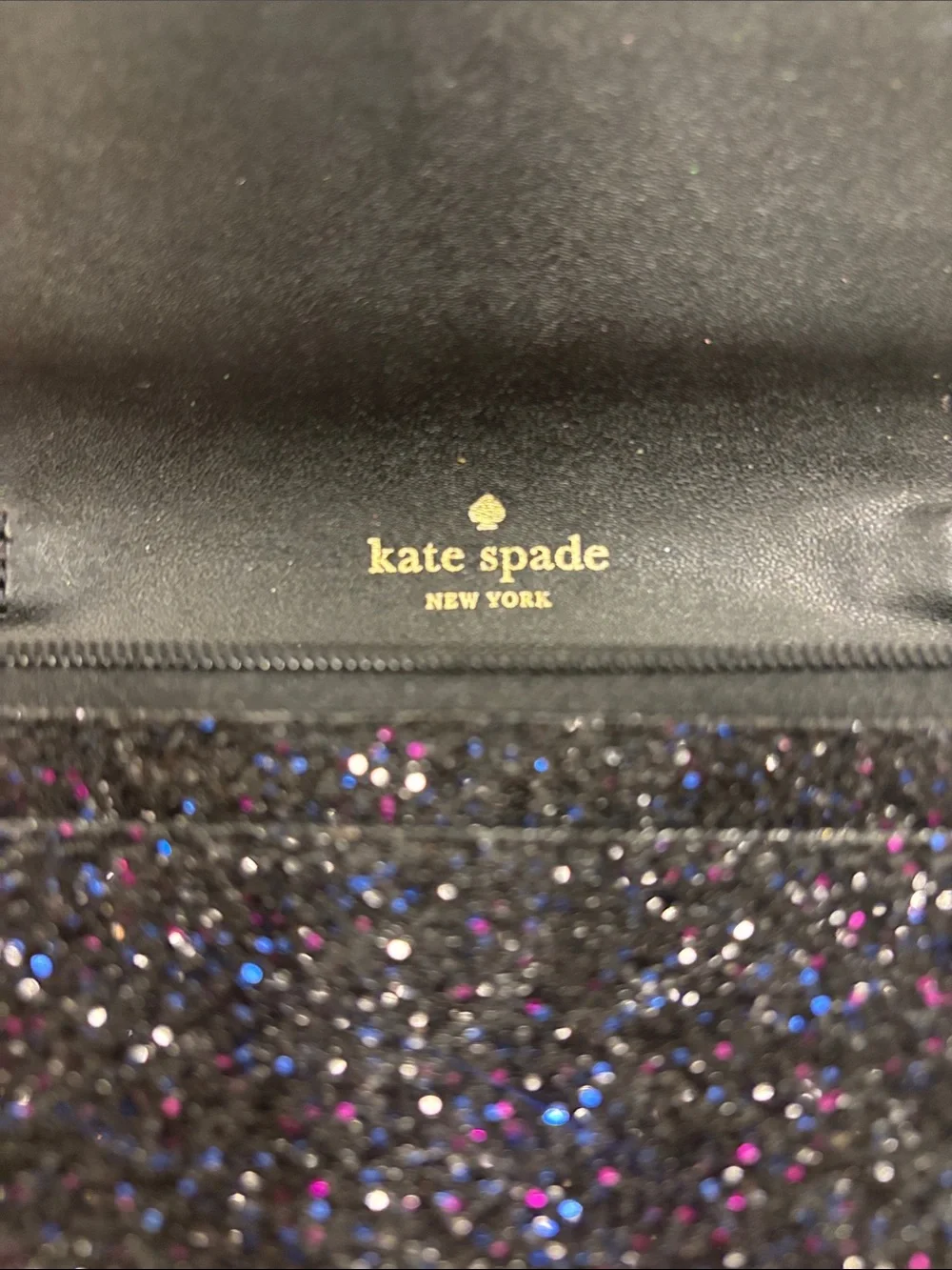 kate spade Black Sparkle Chain Clutch